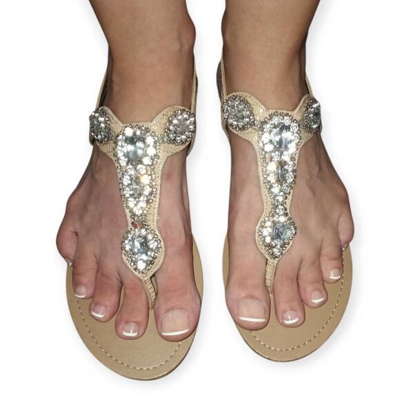 JESSICA SIMPSON BAILEY BLING SANDALS SZ 7.5 GOOD USED CONDITION. - Picture 1 of 7